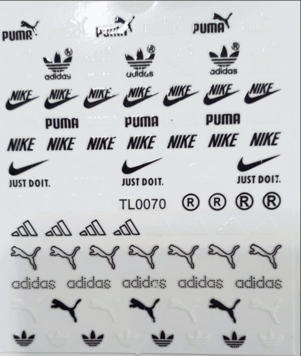 Nail design stickers ADIDAS and Lac &